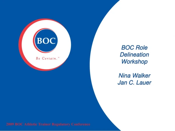 BOC Role Delineation Workshop Nina Walker Jan C. Lauer