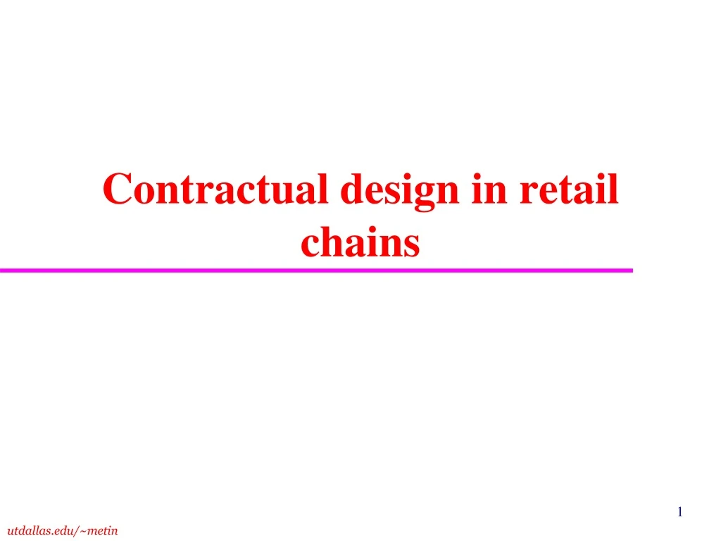 contractual design in retail chains
