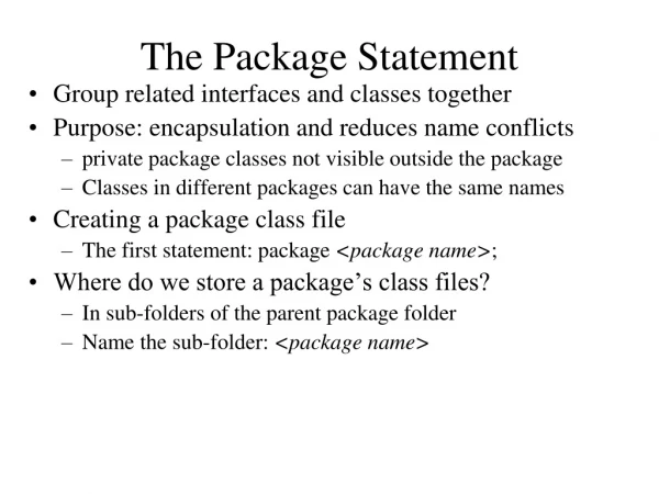 The Package Statement
