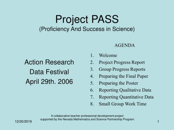 Project PASS (Proficiency And Success in Science)