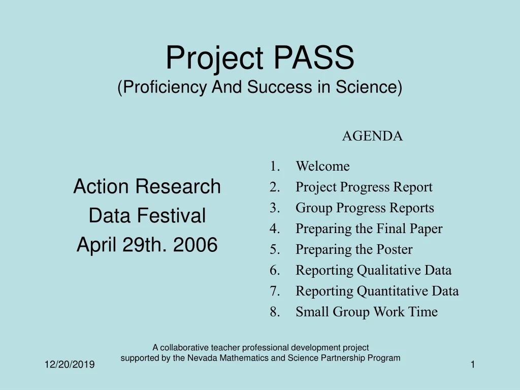 project pass proficiency and success in science