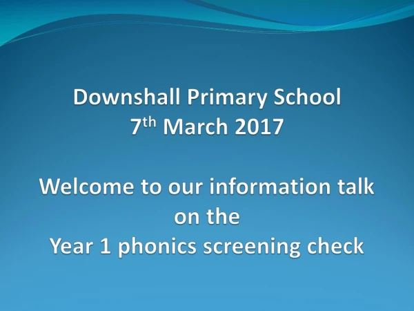 What is the Phonics screening check?