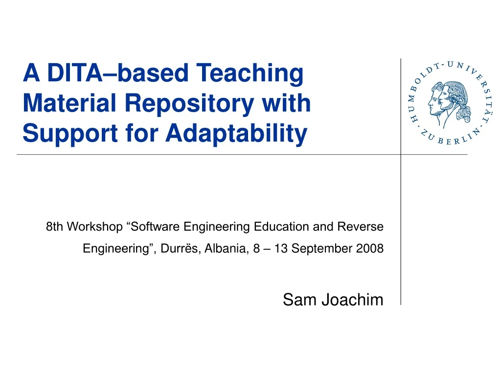 a dita based teaching material repository with support for adaptability