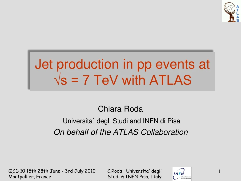 jet production in pp events at s 7 tev with atlas