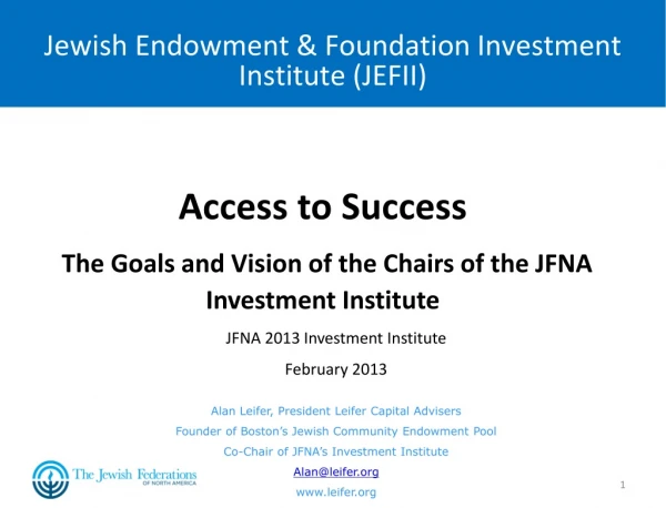 Jewish Endowment &amp; Foundation Investment Institute (JEFII)