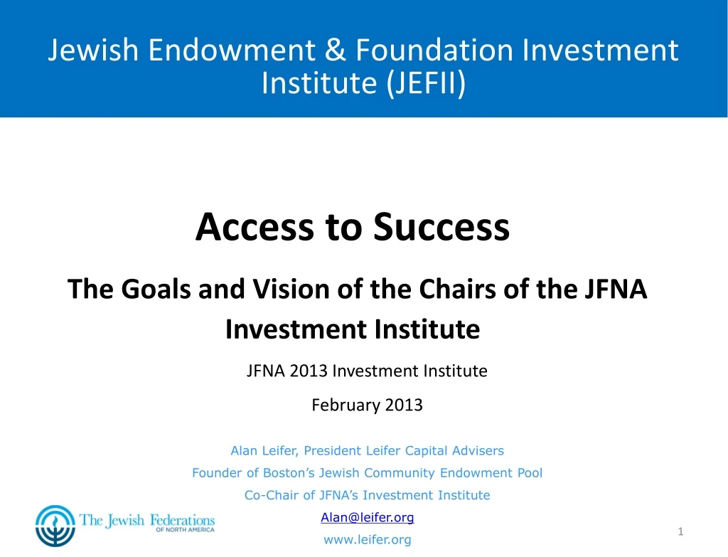 jewish endowment foundation investment institute jefii