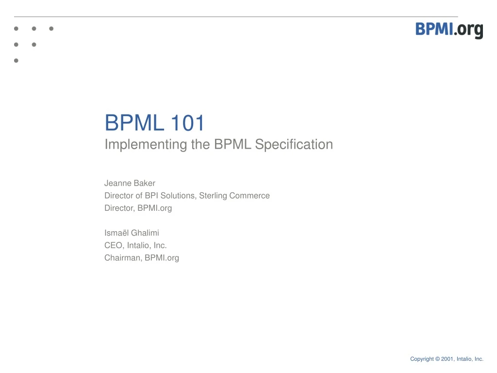bpml 101 implementing the bpml specification