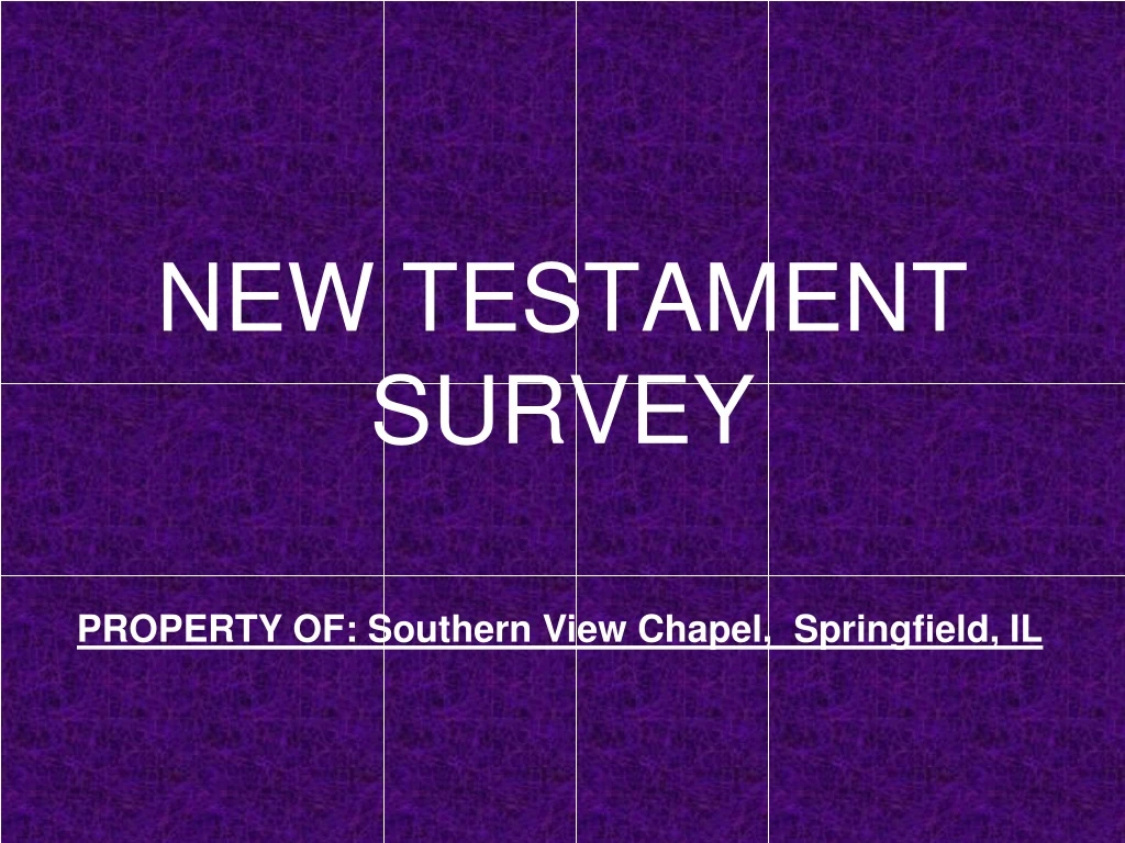 new testament survey