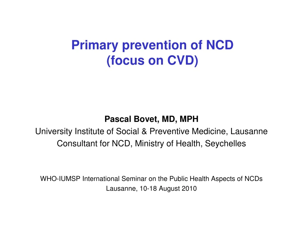 primary prevention of ncd focus on cvd