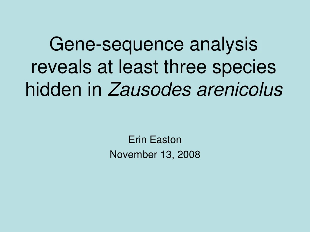 gene sequence analysis reveals at least three species hidden in zausodes arenicolus