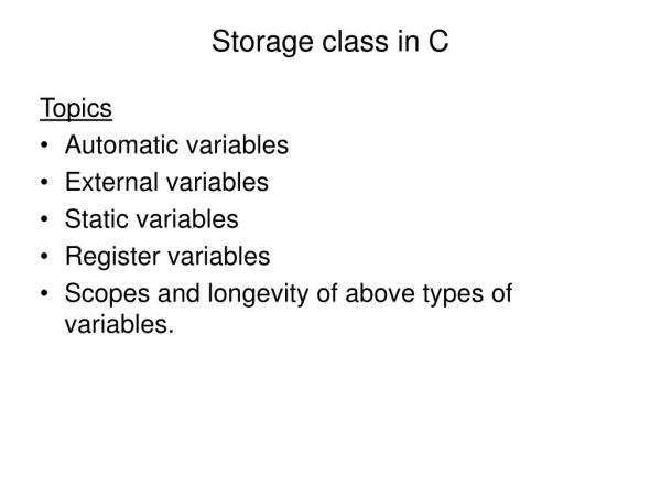 Storage class in C