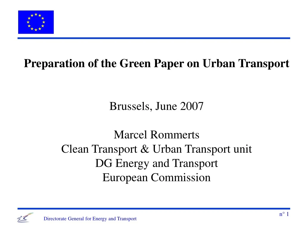 preparation of the green paper on urban transport