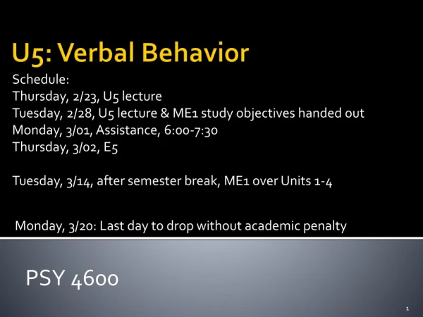 U5: Verbal Behavior