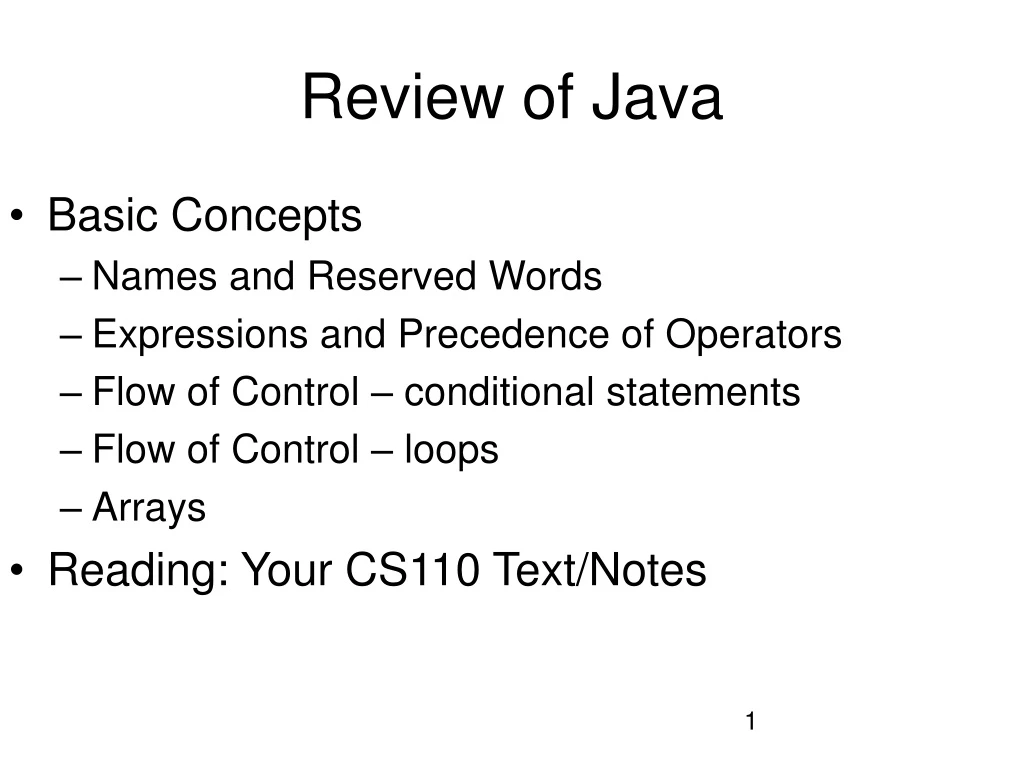 review of java