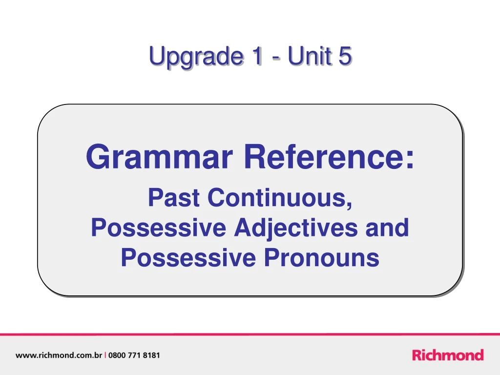 grammar reference past continuous possessive adjectives and possessive pronouns