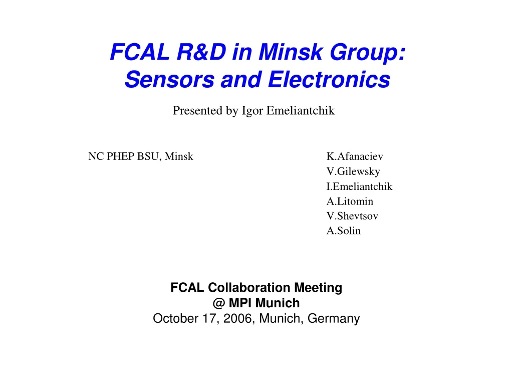 fcal r d in minsk group sensors and electronics