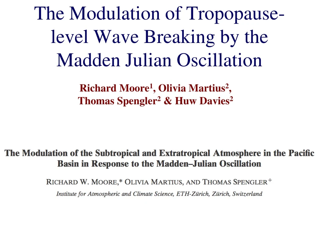 the modulation of tropopause level wave breaking by the madden julian oscillation