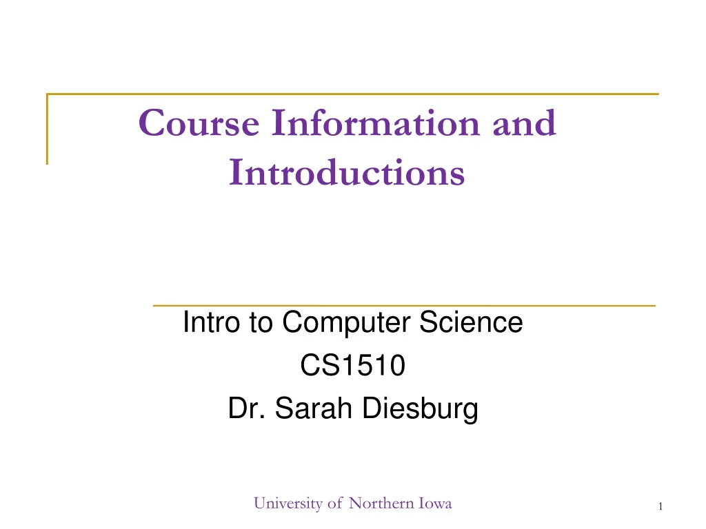 course information and introductions