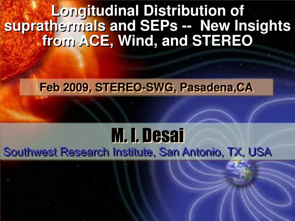 longitudinal distribution of suprathermals