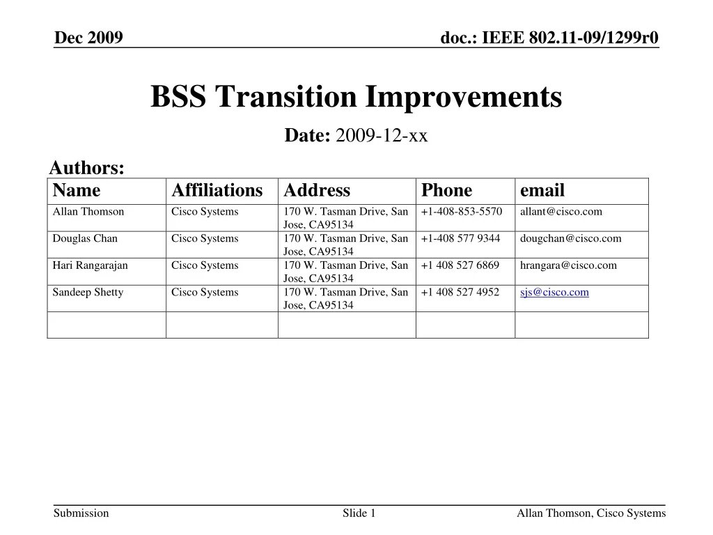 bss transition improvements