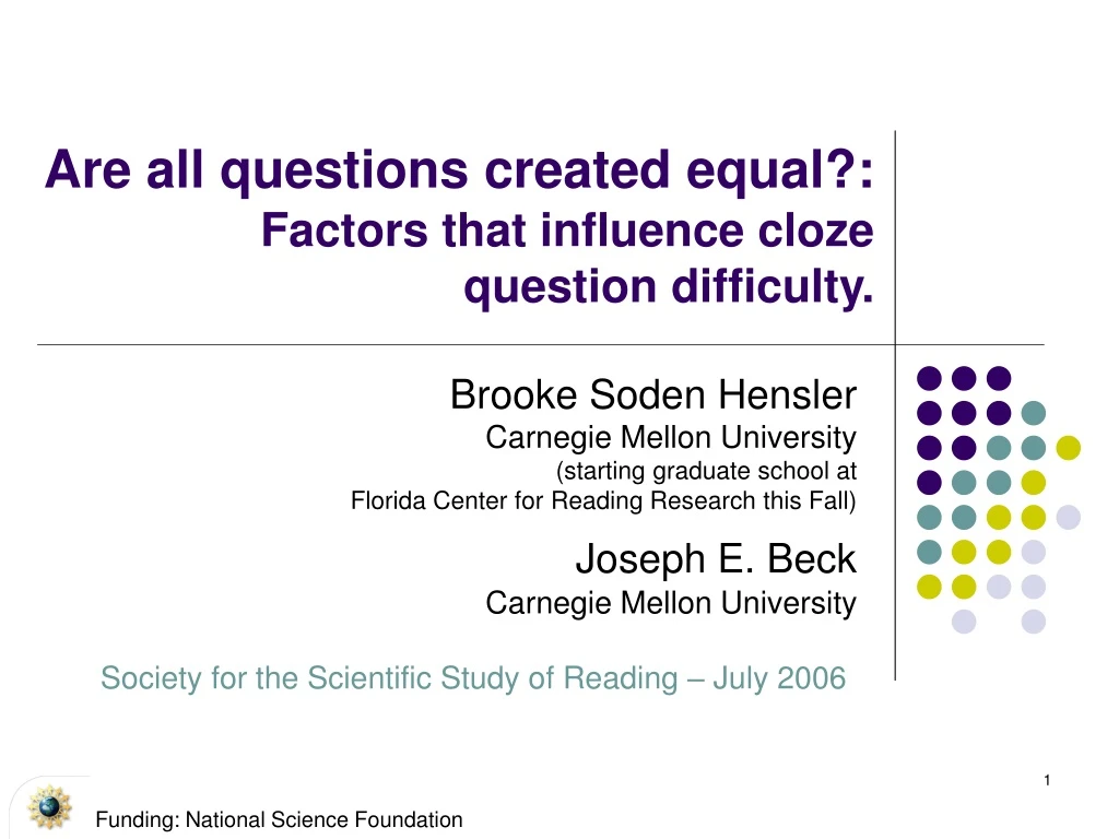 are all questions created equal factors that influence cloze question difficulty