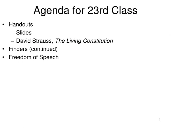 Agenda for 23rd Class