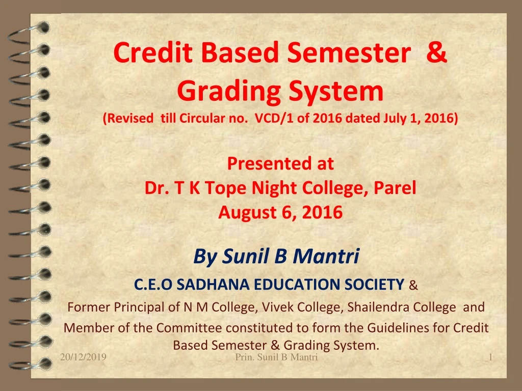 credit based semester grading system revised till