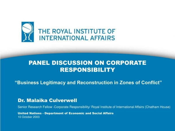 PANEL DISCUSSION ON CORPORATE RESPONSIBILITY