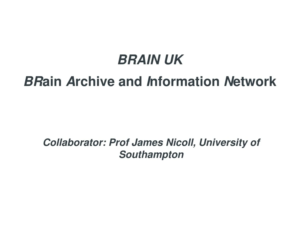 brain uk br ain a rchive and i nformation n etwork