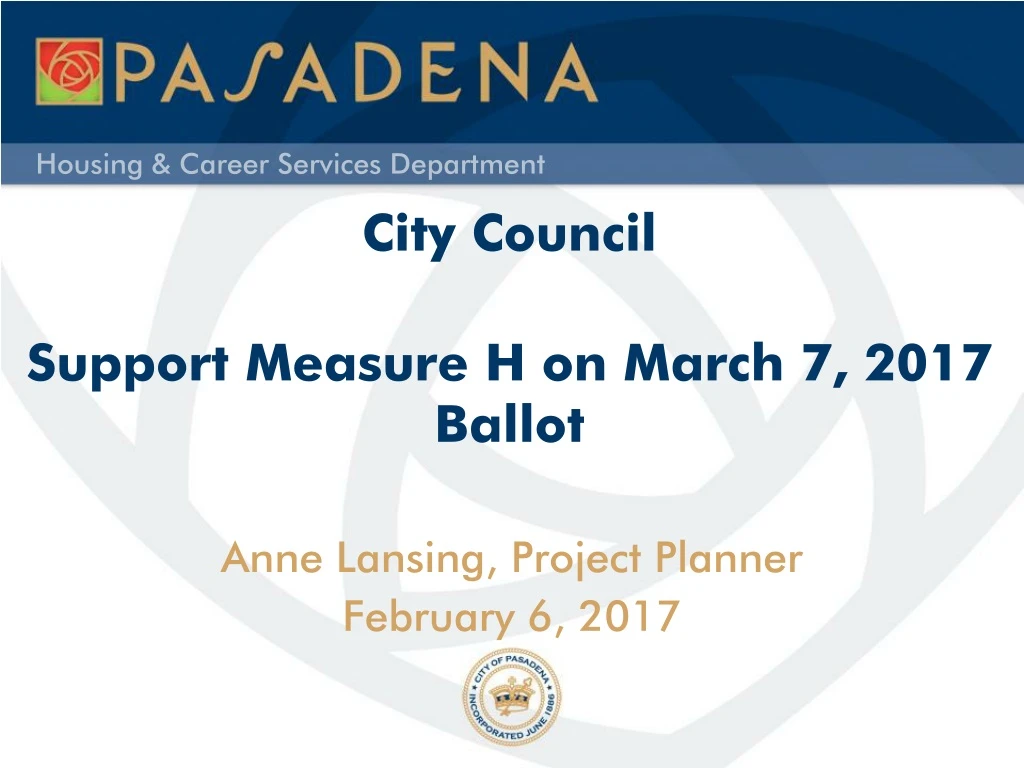 city council support measure h on march 7 2017 ballot