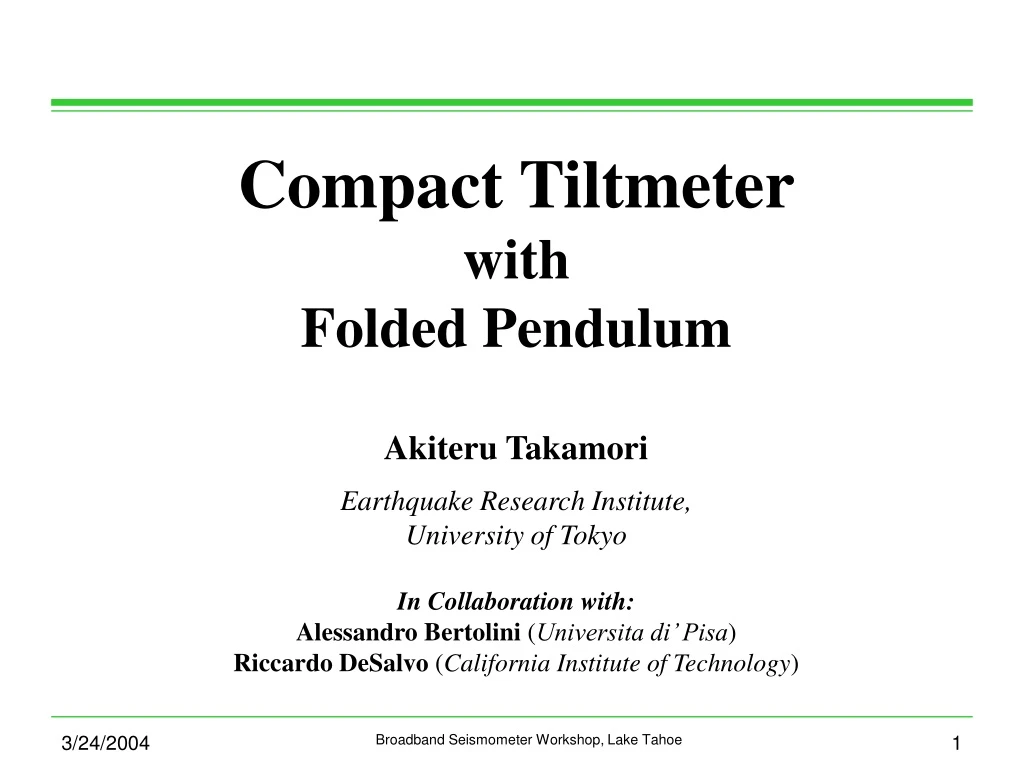 compact tiltmeter with folded pendulum