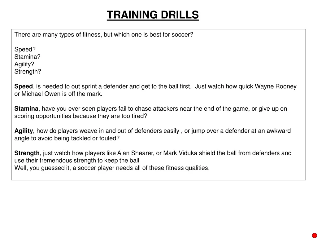 training drills