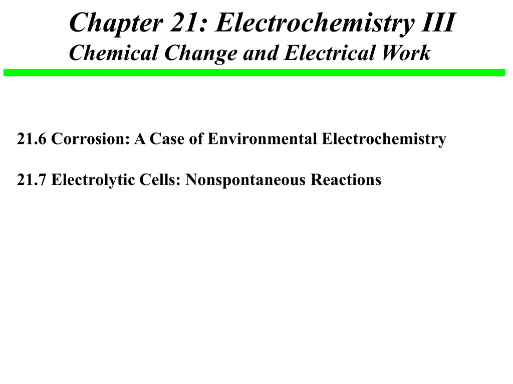 chapter 21 electrochemistry iii chemical change