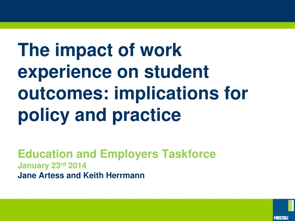 the impact of work experience on student outcomes