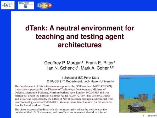 dTank: A neutral environment for teaching and testing agent architectures