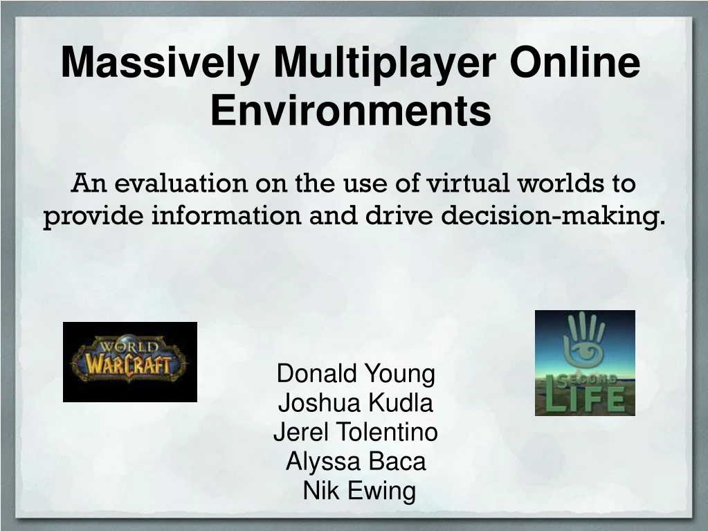 massively multiplayer online environments