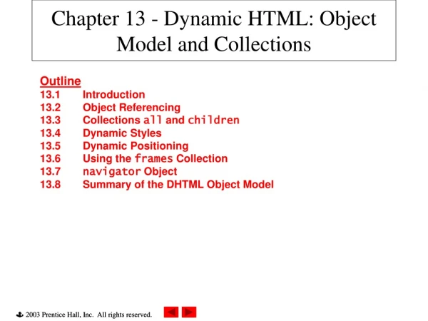 Chapter 13 - Dynamic HTML: Object Model and Collections