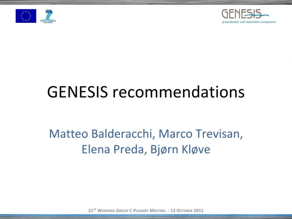 GENESIS  recommendations