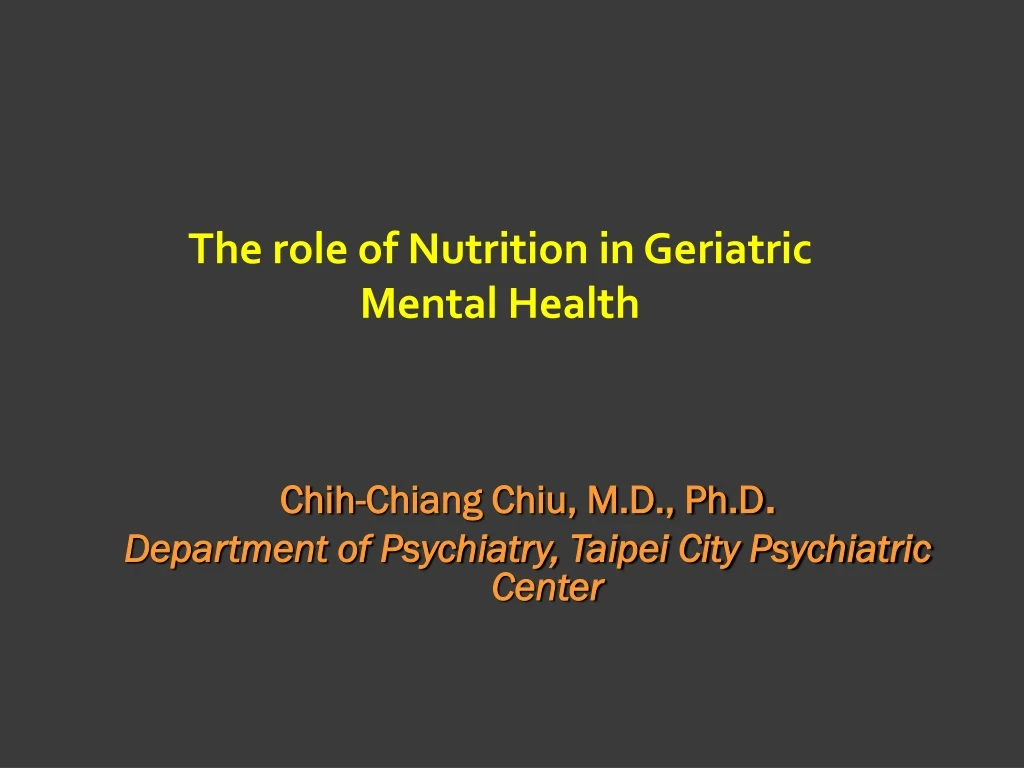 the role of nutrition in geriatric mental health