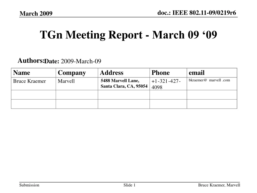 tgn meeting report march 09 09