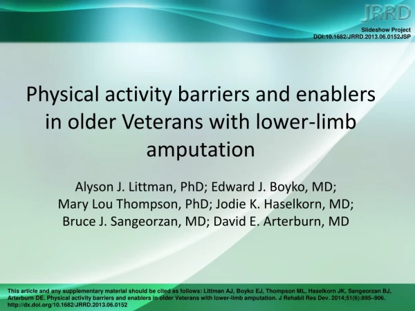 Physical activity barriers and enablers in older Veterans with lower-limb amputation