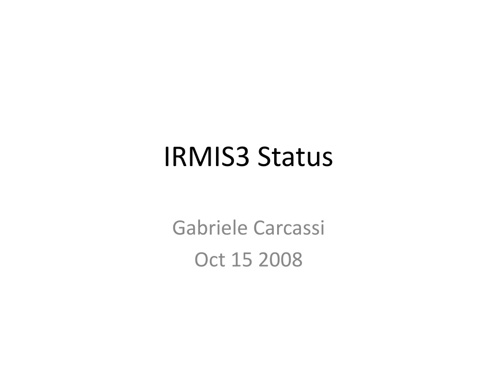 irmis3 status