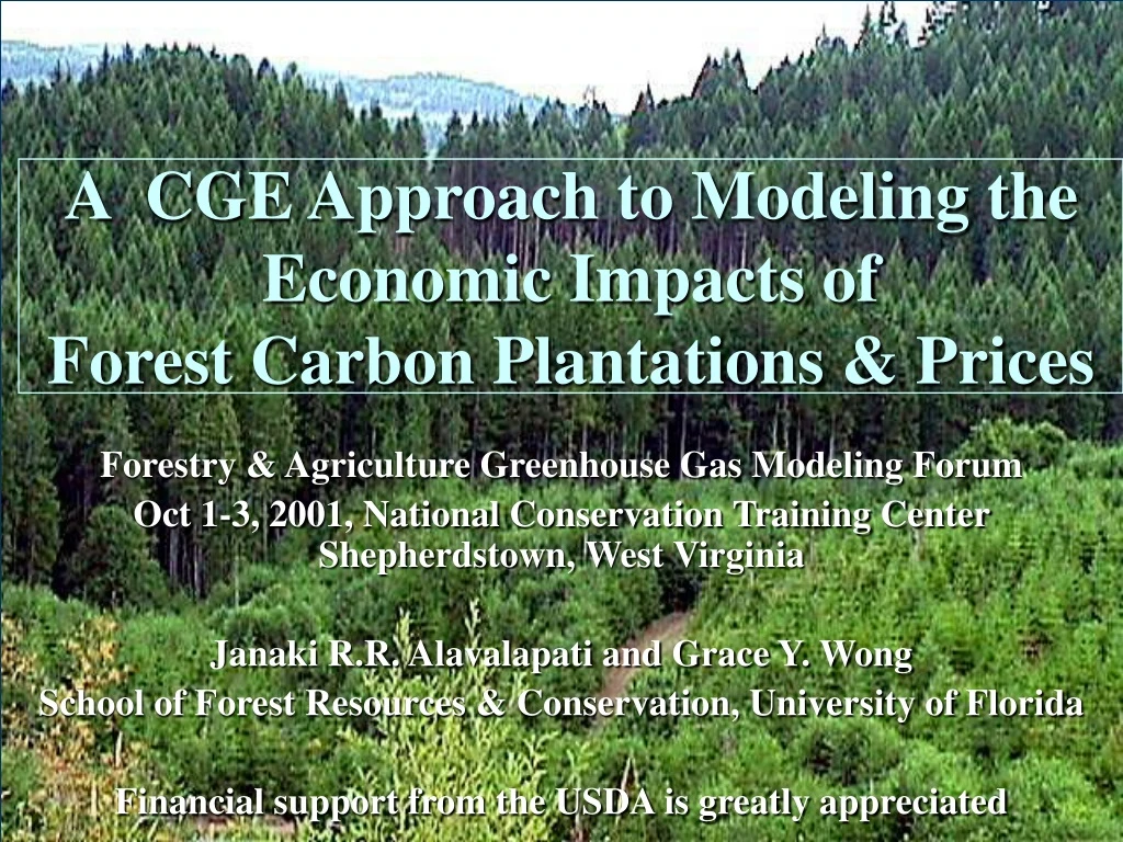 a cge approach to modeling the economic impacts of forest carbon plantations prices