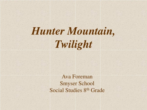 Ava Foreman Smyser School Social Studies 8 th  Grade