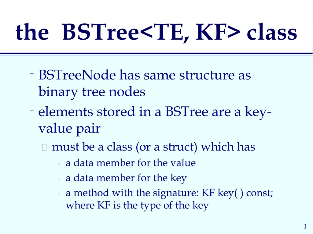 the bstree te kf class