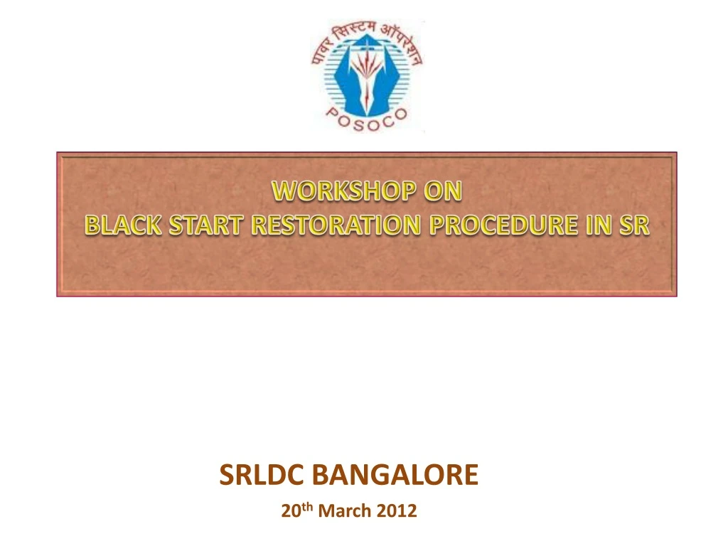 workshop on black start restoration procedure in sr