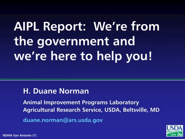 AIPL Report:  We’re from the government and we’re here to help you!