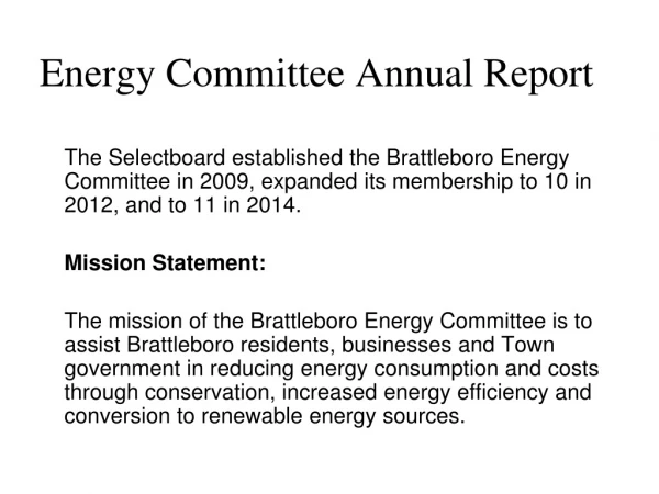 Energy Committee Annual Report