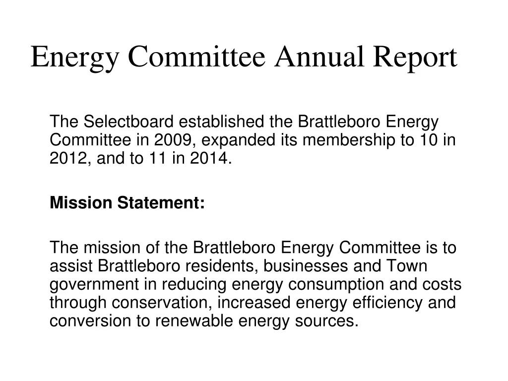 energy committee annual report