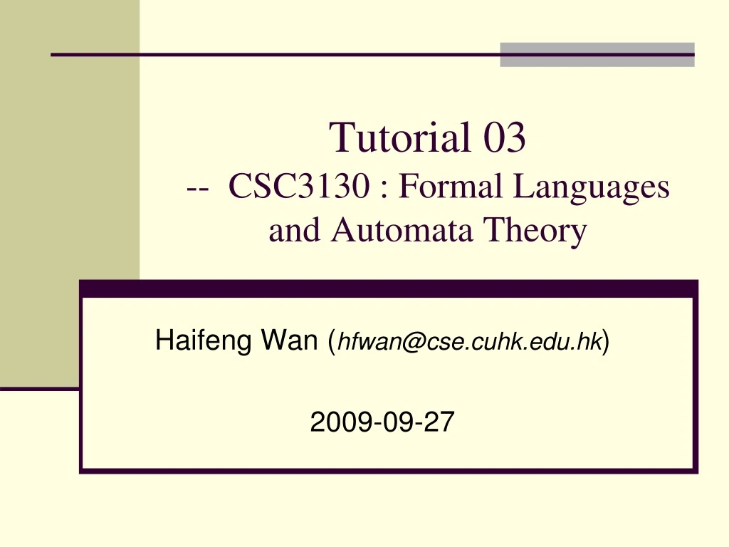 tutorial 0 3 csc3130 formal languages and automata theory